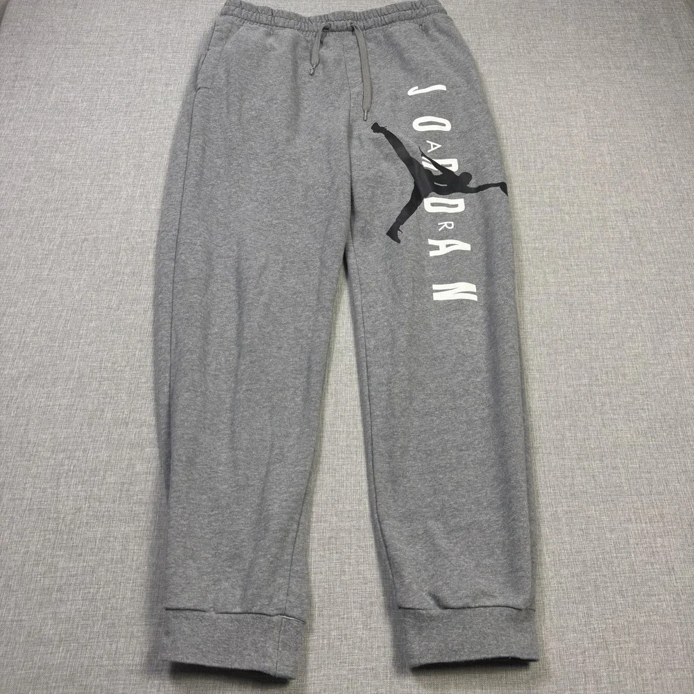 Nike Jordan Sweatpants Pants Mens M Gray French Terry Drawstring Pockets Tapered